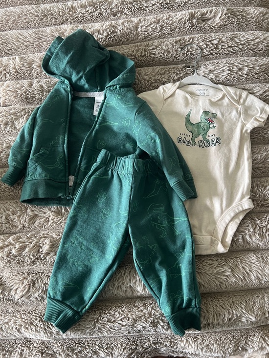 Carter's Other - Carter's Green Dinosaur Hoodie, Pants & Cream Dino Bodysuit Set